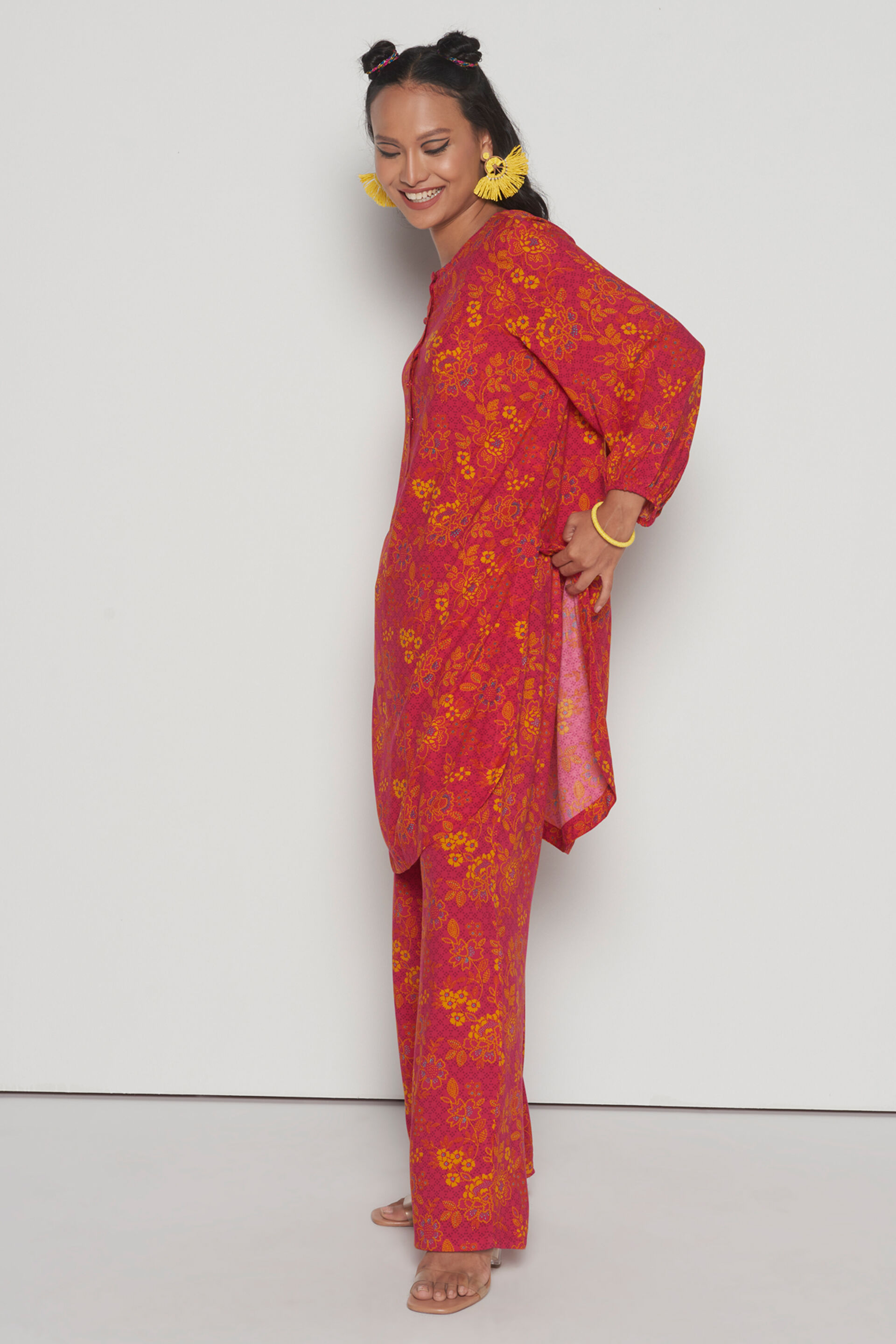 Surajmukhi Tunic Set, Pink, image 3